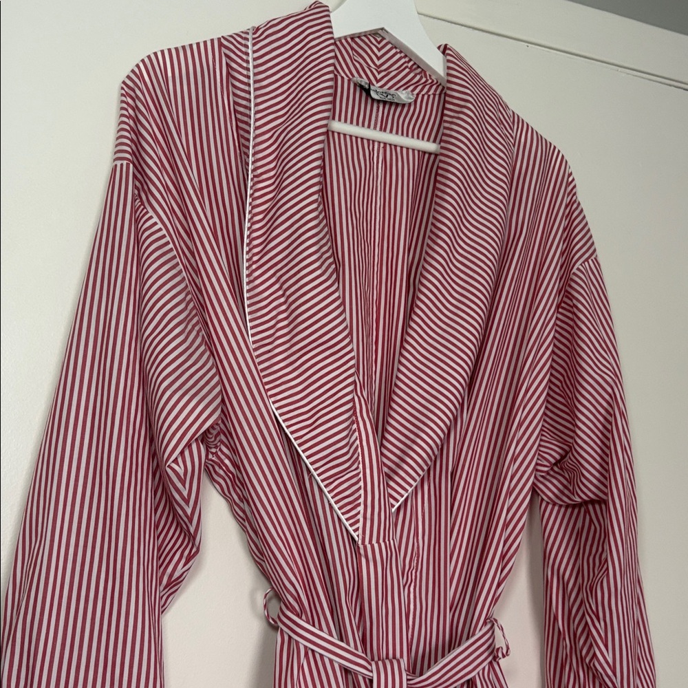 VINTAGE Valentino Intimo Intimates Pink and White Striped Robe 100% cotton - Picture 4 of 9